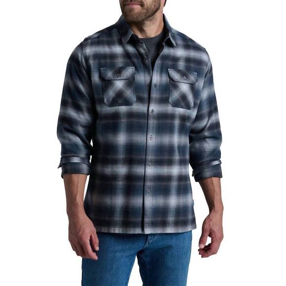 NEW KUHL dillingr flannel long sleeve shirt in iron grey